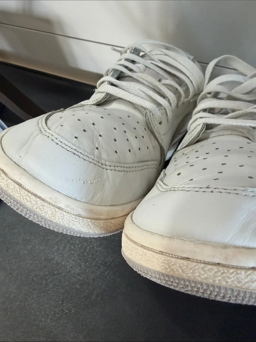 Nike Men’s Air Jordan 1 Low 85  White with Light Gray Low-Top Sneakers